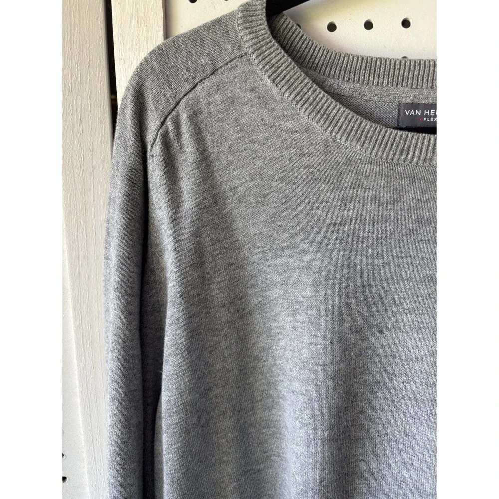 Van Heusen Flex Sweater Pull Over Gray Crewneck Men's Size XXL Cotton Blend